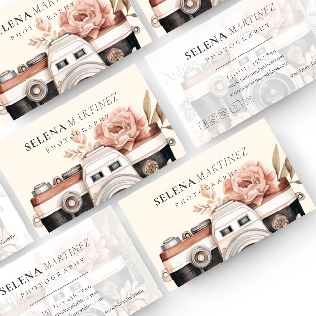 Modèle de carte de visite florale Boho pour la pho (Photography Boho Floral Business Card Template)