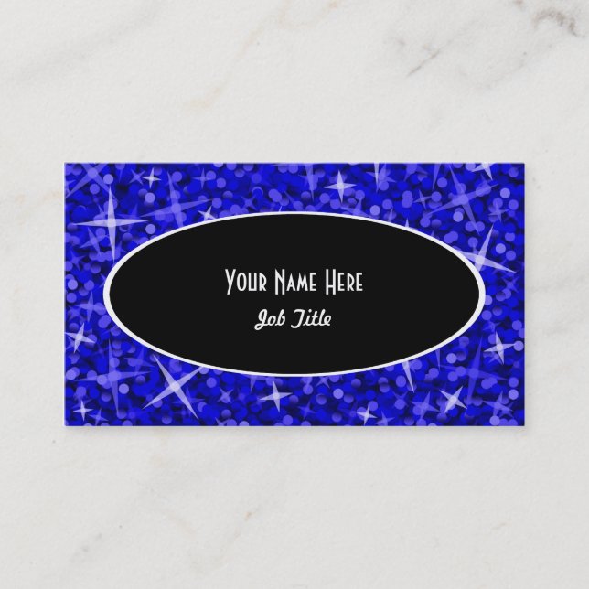 Modèle de carte de visite Glitz Dark Blue Black Ov (Devant)