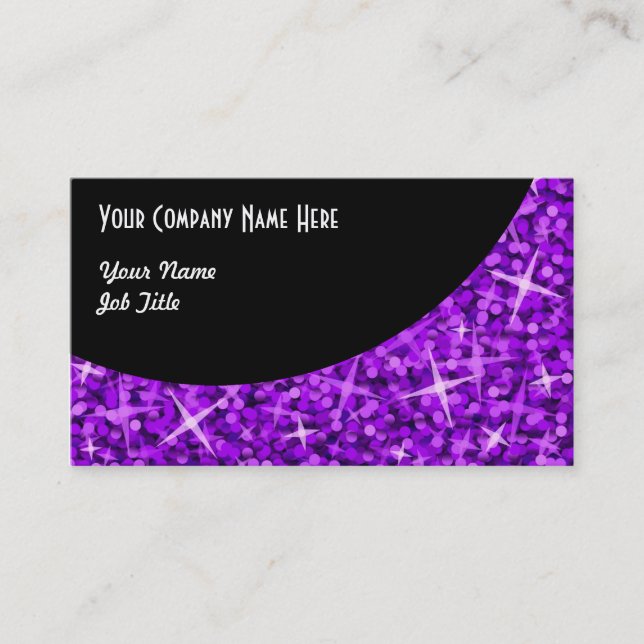 Modèle de carte de visite Glitz Purple Black Curve (Devant)