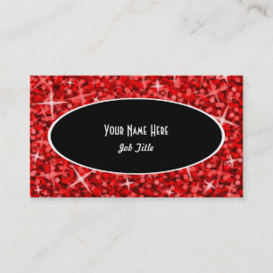 Modèle de carte de visite Glitz Red Black Oval