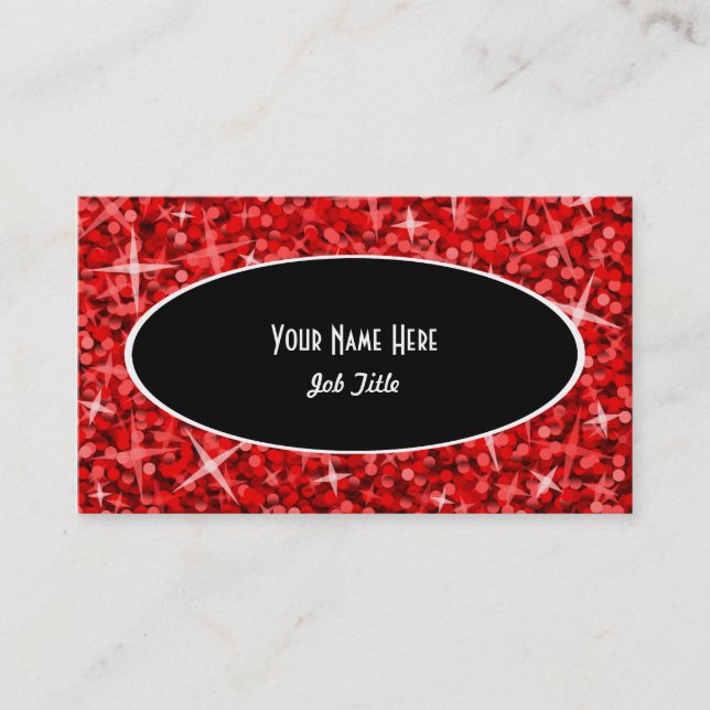Modèle de carte de visite Glitz Red Black Oval (Devant)