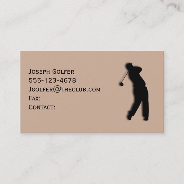 Modèle de carte de visite Golfer Tan (Devant)