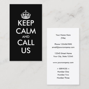 Modèle de carte de visite 'Keep Calm And Call Us'