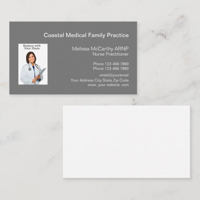 Modèle de carte de visite Médicale pour les infirm (Devant / Derrière)