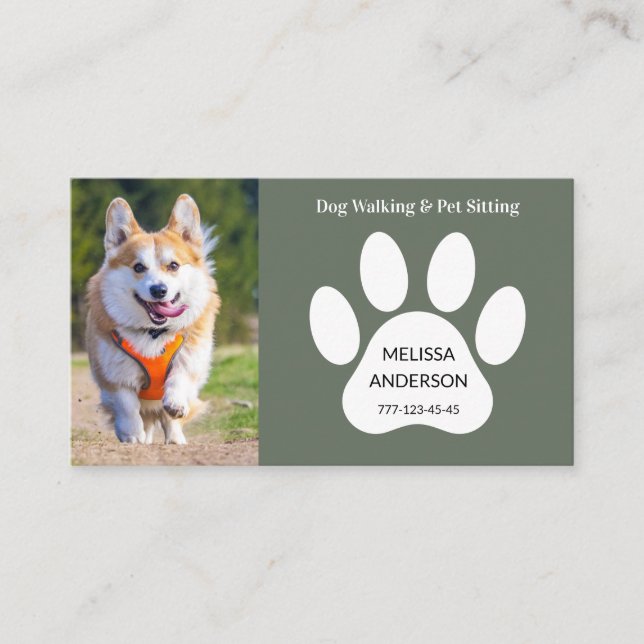 Modèle de carte de visite modifiable photo chien c (Devant)