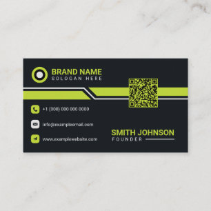 Modèle de carte de visite noir et vert citron mode