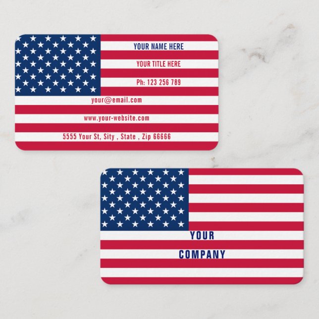 Modèle de carte de visite Patriotic American Flag (Devant / Derrière)