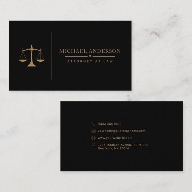 Modèle de carte de visite pour avocat de luxe (Devant / Derrière)