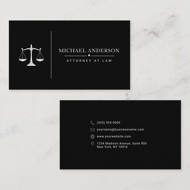 Modèle de carte de visite pour avocat de luxe (Devant / Derrière)