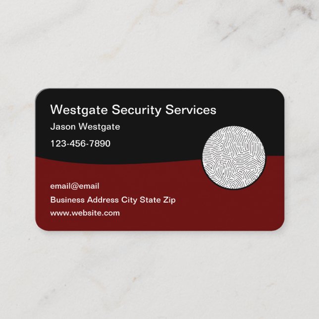Modèle de carte de visite pour les services de séc (Devant)