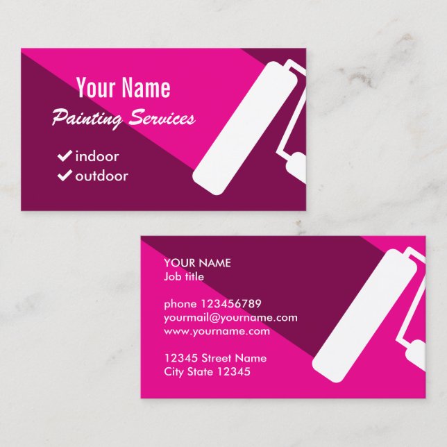 Modèle de carte de visite pour peintre professionn (Devant / Derrière)