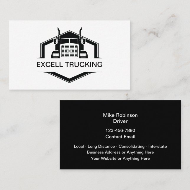 Modèle de carte de visite pour services de camionn (Devant / Derrière)