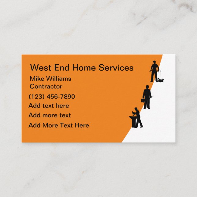 Modèle de carte de visite pour services de maison  (Devant)