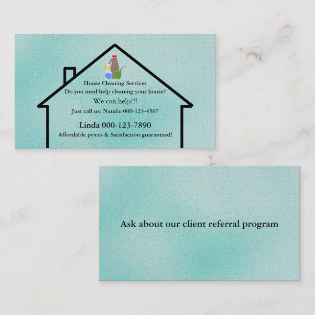 Modèle de carte de visite pour services de nettoya (Devant / Derrière)