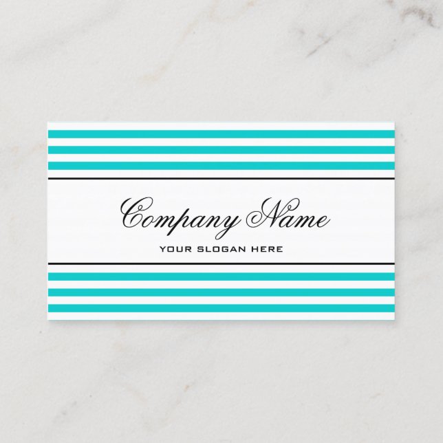 Modèle de carte de visite rayée bleu turquoise (Dos)