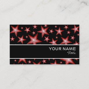 Modèle de carte de visite rayée Red Stars noir