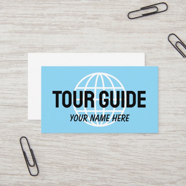 Modèle de carte de visite simple pour guide touris (Devant/Arrière en situation)