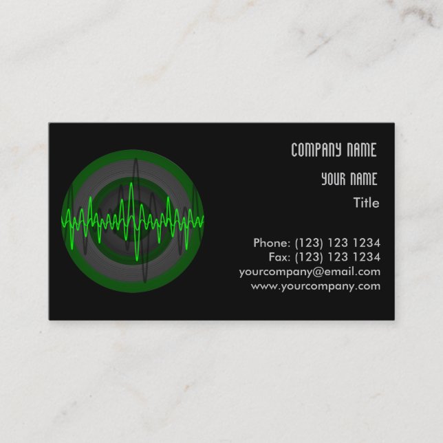 Modèle de carte de visite Sound Green Dark Round (Devant)