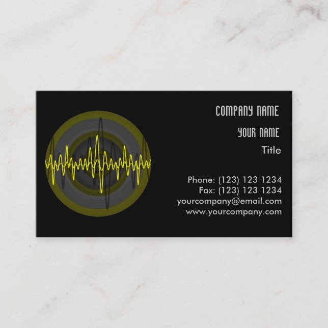 Modèle de carte de visite Sound Yellow Dark Round (Devant)
