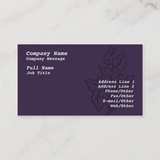Modèle de carte de visite Stylish Purple Ivy (Devant)