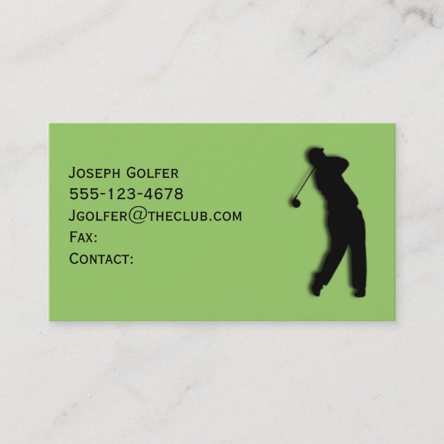 Modèle de carte de visite verte pour golfeur mascu (Devant)