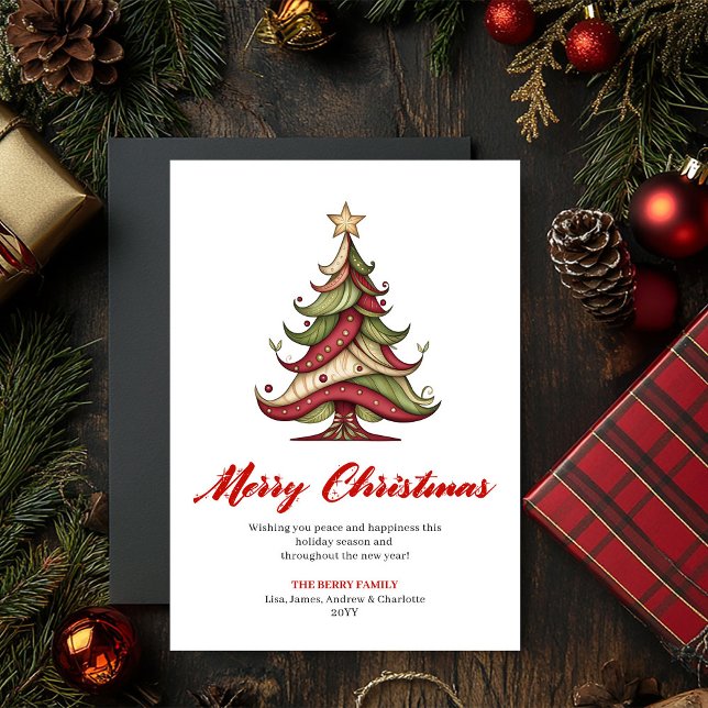 Modèle de carte de vœux de Noël avec arbre artisti (Unique Artistic Christmas Tree Greeting Template)
