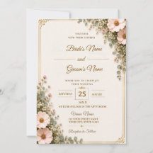 Modèle de carte d'invitation de mariage floral élé