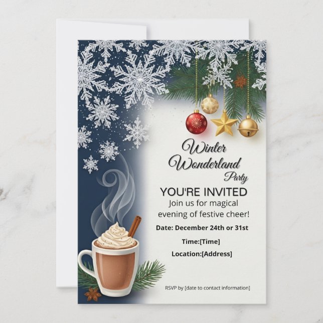 Modèle de carte d'invitation pour une fête de Noël (Devant)