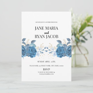 Modèle de carte Invitation à fleurs bleues