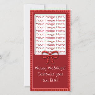 Modèle de carte photo à carreaux rouges de Noël mi