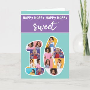 Modèle de carte photo d'anniversaire Sweet Sixteen