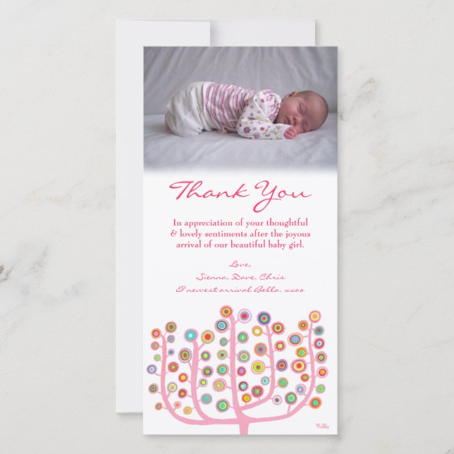 Modèle de carte photo de bébé de note de Merci (Devant)