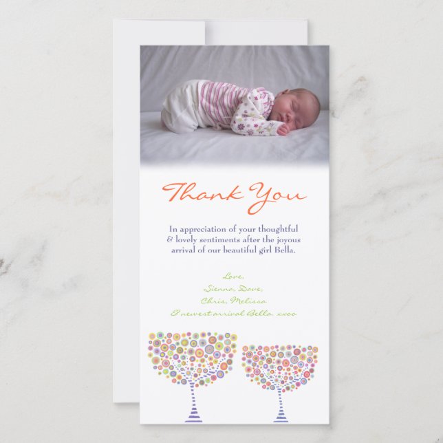 Modèle de carte photo de bébé de note de Merci (Devant)