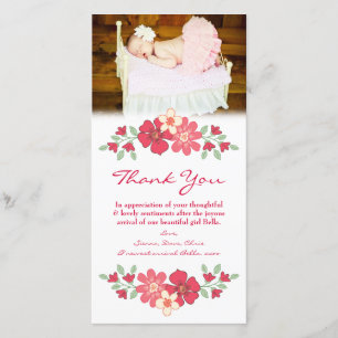 Modèle de carte photo de bébé de note de Merci