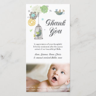 Modèle de carte photo de bébé de note de Merci