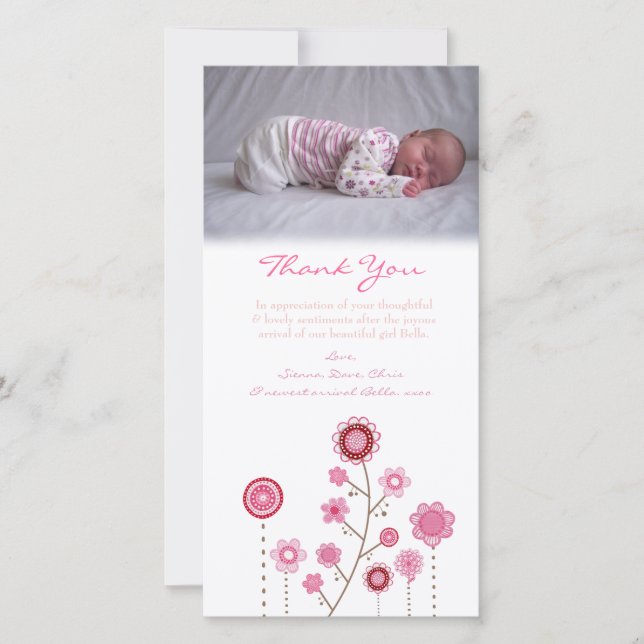 Modèle de carte photo de bébé de note de Merci (Devant)