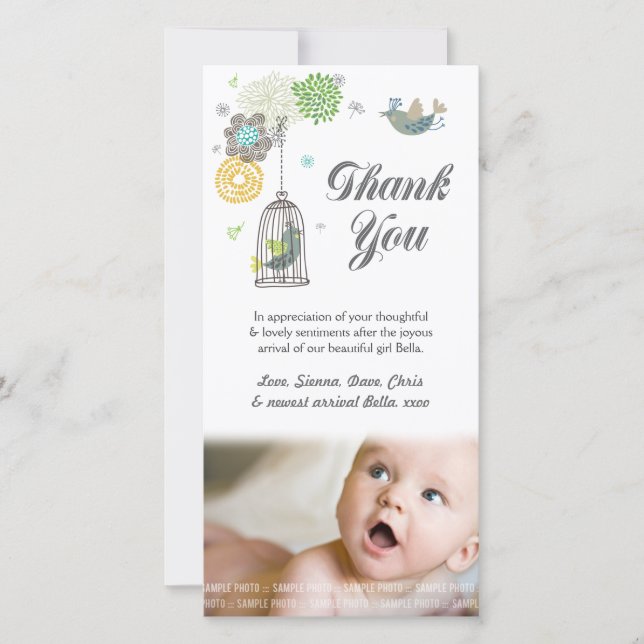 Modèle de carte photo de bébé de note de Merci de (Devant)
