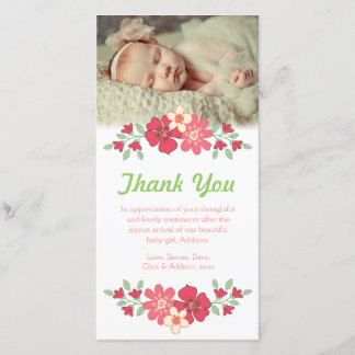 Modèle de carte photo de fleurs de Merci de bébé
