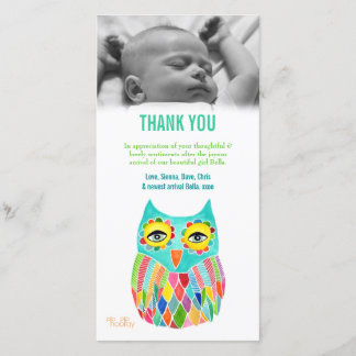 Modèle de carte photo de hibou de bébé de note de