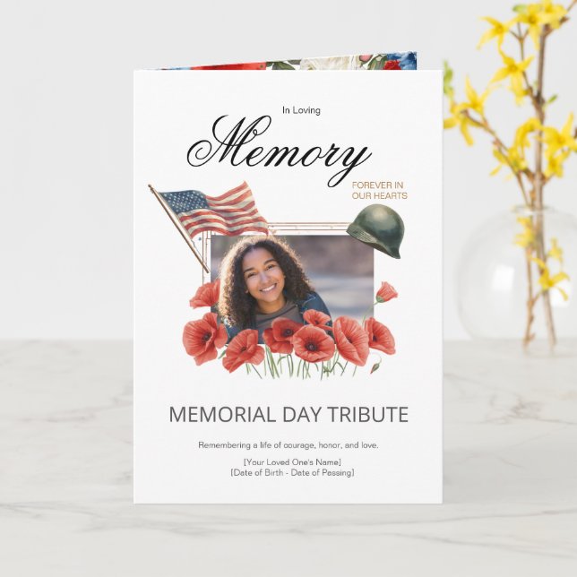Modèle de carte photo pour le Memorial Day modifia (Fleur jaune)