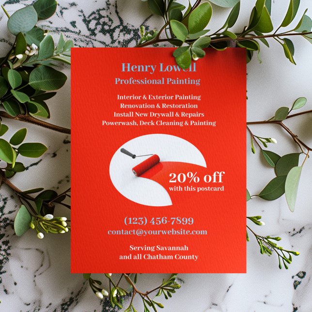 Modèle de carte postale pour services de peinture (Créateur téléchargé)
