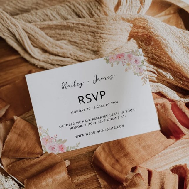 Modèle de carte Rose mariage RSVP (Wedding Rose RSVP Card Template)