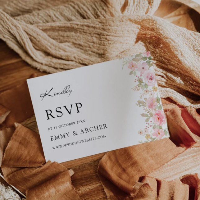 Modèle de carte Rose mariage RSVP (Wedding Rose RSVP Card Template)