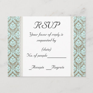 Modèle de carte RSVP Aqua Damask