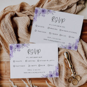 Modèle de carte RSVP de mariage violet