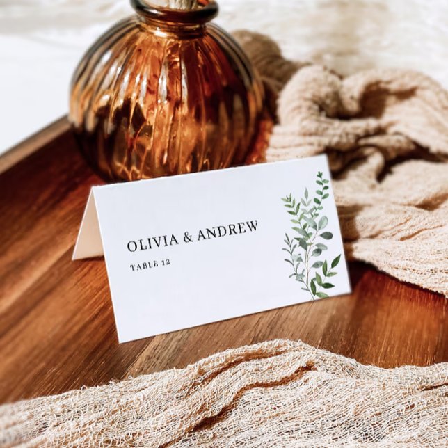 Modèle de cartes de Mariage de verdure (Greenery Wedding Place Cards Template)