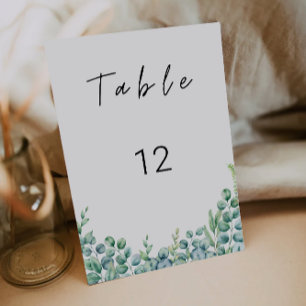 Modèle de cartes de table de mariage avec verdure