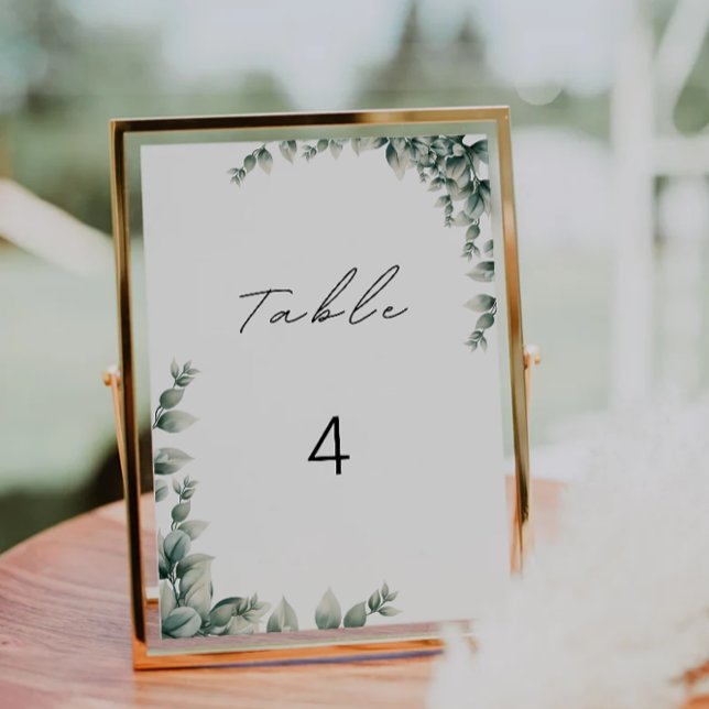Modèle de cartes de table mariage vertes (Greenery wedding table cards template)