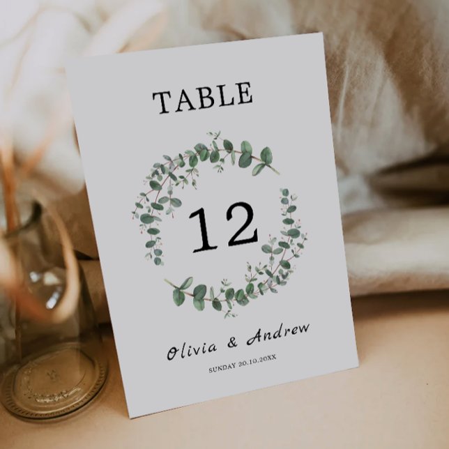 Modèle de cartes de table mariage vertes (Greenery wedding table cards template)