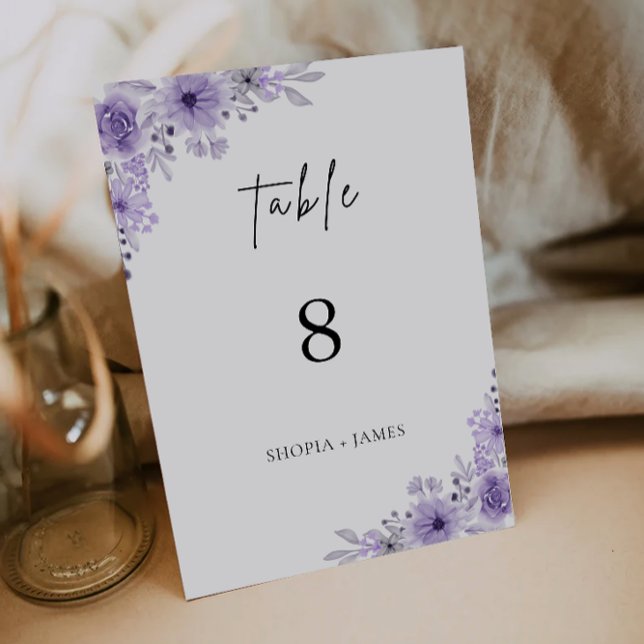 Modèle de cartes de table Mariage violet (Purple Wedding Table Cards Template)